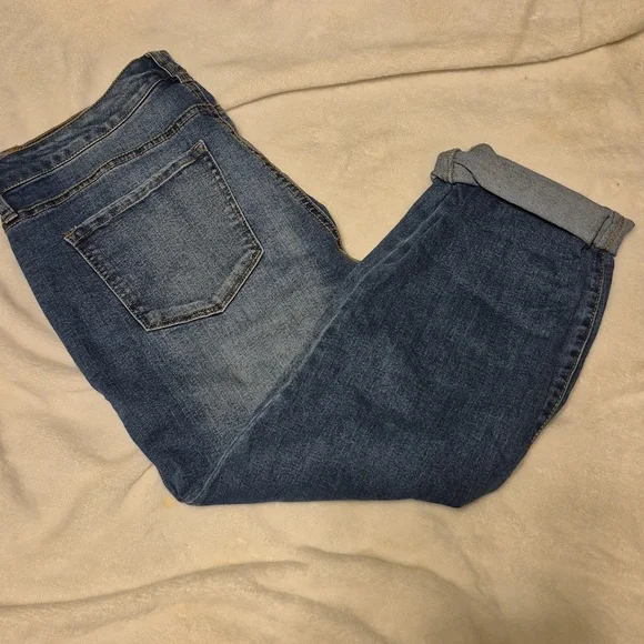 Women's Blue Distressed and Pearl Jeans - Picture 2 of 2